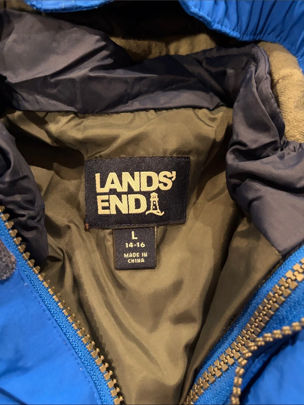 Boy Land’s End blue coat in size 14/16